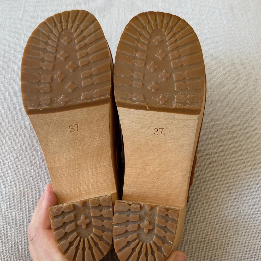 Free People Swedish Hasbeens NWT Louise Slip In Nature Clog Sandal Retro Love 🌸 - Picture 8 of 14